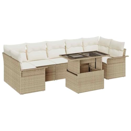 vidaXL Gartensofa-Set 8 STK. Beige [Synthetisch]: Poly Rattan