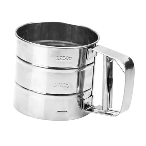 FUNOMOCYA Stainless Steel Flour Sifter Manual Fine Mesh Sieve for Baking Versatile Kitchen Tool for Powder Ingredients Lightweight and Design for Home and Bakery Use