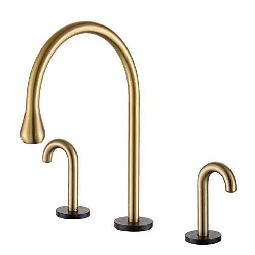 RajoNN Grifo Mezclador para Lavabo, Cuello de Cisne, Lavabo de baño Generalizado con Tres Orificios, Mezclador de Agua fría y Caliente, Lavabo, Lavabo con Doble manija, tocador de