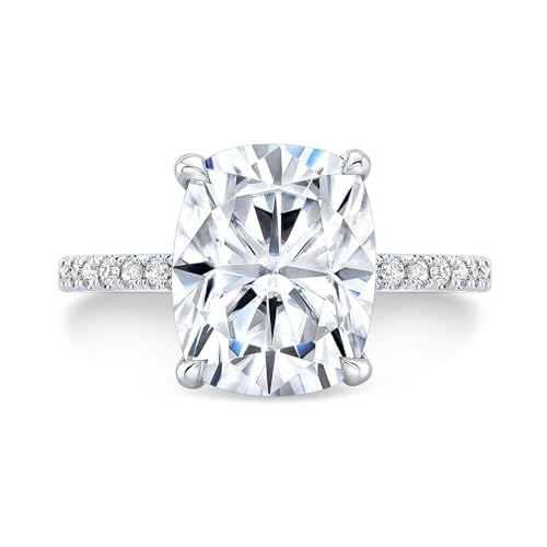 2-4CT Elongated Cushion Cut Moissanite Pave Engagement Ring, Hidden-Halo Handmade Wedding Gift for Her, Claw-Prong