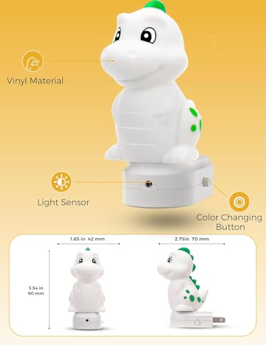 L LOHAS LED Plug in Night Light for Kids, 3D Cute Dinosaur Night Lights - image 8