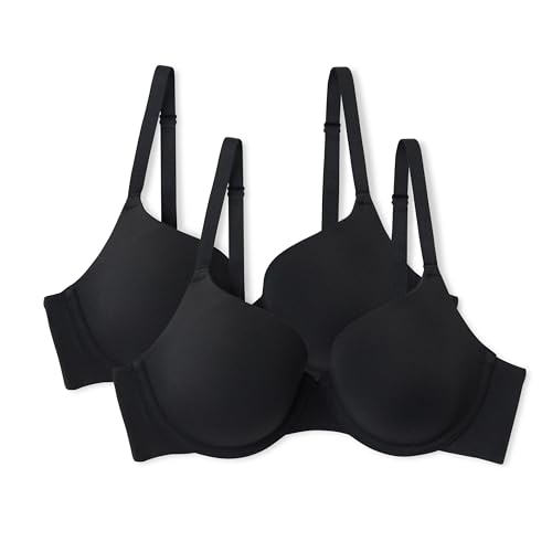 Amazon Essentials Womens Microfiber Full Coverage Bra Pack of 2 Black 36DD