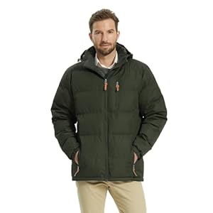 ALPHA CAMP Men’s Waterproof Thicken Puffer Jacket with Removable Hood, Warm Winter Coats Padded Cotton Jacket