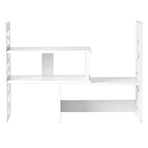 Mygift White Expandable Desktop Bookshelf Organizer With 5 Display Shelves, Small Stationery Storage Shelf Unit, College Dorm Desk Book Organizer #TOP5
