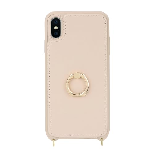 Image of for iPhone Xs Max Phone Case with Card Holder and Strap for Women,Crossbody Lanyard,Kickstand Ring Stand,Snap Clasp,Phone Wallet Cases 6.5 inch(Beige)