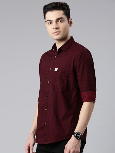 Image of Majestic Man Men's Comfort Slim Fit Pure Cotton Opaque Checked Casual Shirt