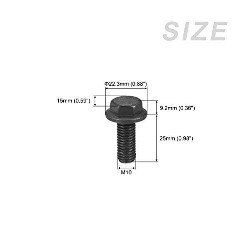 METALLIXITY Flanged Hex Head Bolts (M10x25mm) 6pcs, Hexagon Bolt Fully Thread Screw - for House Construction Hardware Fasteners - Image 2