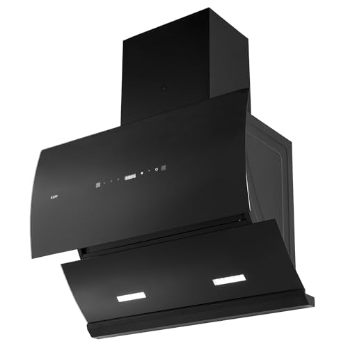 Image of KAFF LYRA DHC 75 Filter-less Auto Clean Slant Kitchen Chimney 75 CM with 1250 m3 /hr Suction Capacity, Touch with Motion Sensor Control, Motorized Vent Opening System and Digital Display (Black)