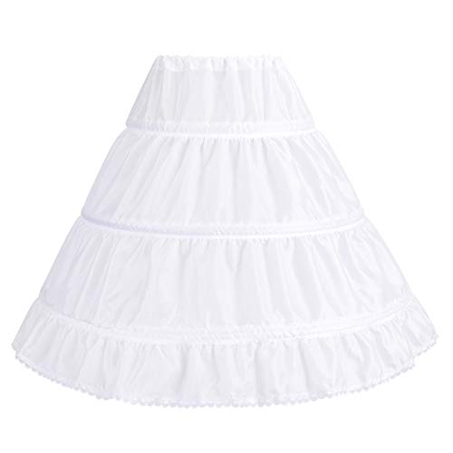 ABAFIP Girls 3 Hoops Petticoat Underskirt Crinoline Skirt Slips Drawstring Hoop Skirt for Wedding Evening Gown2