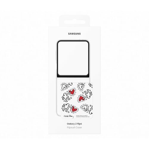 Samsung FlipSuit Case Cover trasparente con Card Keith Haring per Galaxy Z Flip6, Bianco - 4