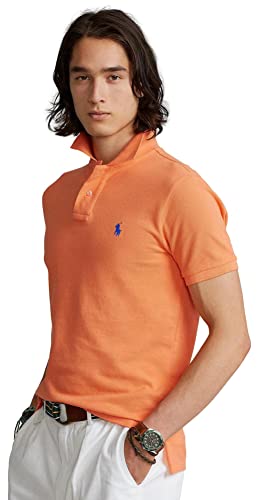 Image of POLO RALPH LAUREN Men Custom Fit Mesh Pony Logo Shirt (XXL, PeachOrange)