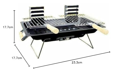 NIGMA® Portable Charcoal BBQ Grill - Folding Stainless Steel Hibachi for Tabletop, Camping, Outdoor Barbecues, Picnic, Cooking - Image 4