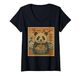 Photo Gallery donna divertente kawaii ramen panda tagliatelle giapponesi panda mangiare ramen maglietta con collo a v Photo Gallery donna divertente kawaii ramen panda tagliatelle giapponesi panda mangiare ramen maglietta con collo a v