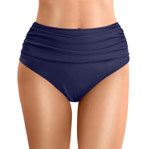 YOSUWOAI Bikini de cintura alta para mujer, con control de abdomen, bañador para playa, bañador para playa, bañador con correa para el abdomen, pantalones cortos clásicos y cómodos para vacaciones o