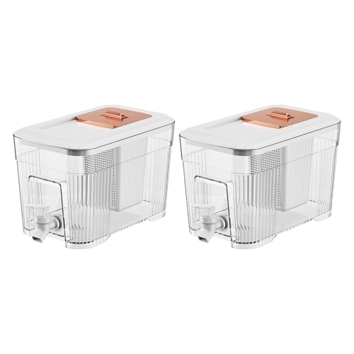 Folpus Dispensador de Bebidas para refrigerador, dispensador de Bebidas heladas, hervidor frío con Grifo para Cocina, hogar, barbacoas, Fiestas, Bodas, 2 Piezas Blancas