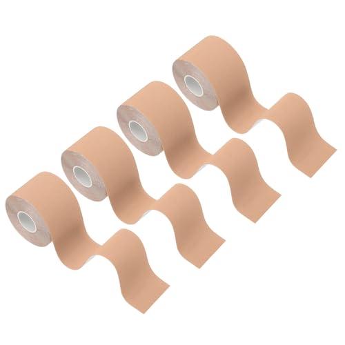 PATIKIL 5.5 Yardas x 2 Pulgadas Cinta Kinesiológica, 4 Rollos Adhesivo Algodón Cintas Deportivas Muscular Elásticass para Rodilla, Color Piel