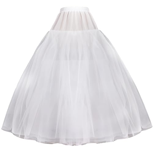 High-Waist A-Line Tulle Skirt For Women, 4-Layer White Slip, Sleeveless Design With Elastic Waistband, Undergarment For Dresses, 80-110 Cm