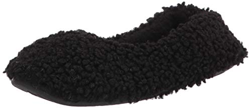 HUE womens Fur Ballerina Shue Slipper Socks, Black, 7 8 US