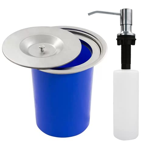 KIT Lixeira Pia Cozinha Embutir 8 Litros Inox Escovado + Dosador Inox 304 Escovado Westing