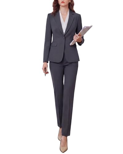 QRNPV Women's Two Piece Pants Suits - Wrinkle-Free High End Business Dressy Formal Casual Blazer Set...