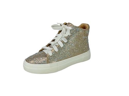 Women's Fashion Rhinestone High Top Lace Up Sneaker Shoes