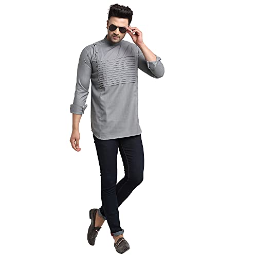 Image of SAIFOO Men's Rich Cotton Blind Short Kurta