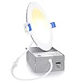 Ensenior 1 Pack 4 Inch LED Recessed Light, Dimmable, 2700K-5000K 5CCT, 750LM High Brightness, 9W 120V, Damp Rated, Ultra-Thin Canless Wafer Ceiling Light - ETL & FCC & IC