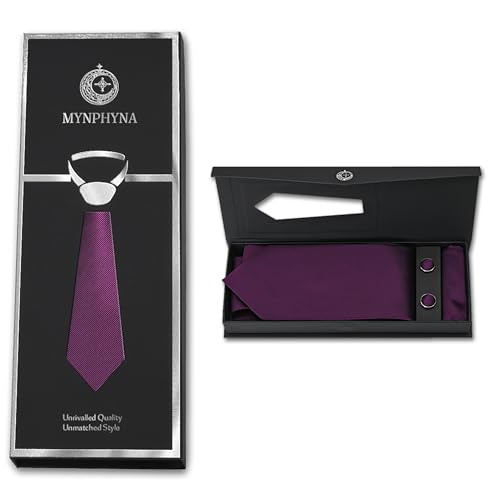 Image of Men's Tie Set with Pocket Square and Cufflinks | 100% microfiber; tie 59 x 3.15 in; square 10 x 10 in; gift box included