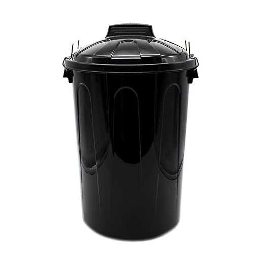 CABLEPELADO Cubo de Basura con tapa, Cubo basura Industrial, Cubo basura Plástico con asas metálicas, Contenedor residuos, 55 cm alto x 44 cm Diámetro superior, Capacidad 51 Litros, Negro