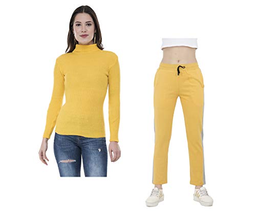 Image of KAYU Women's Winter Wear Woolen Warm High Neck /sweaters And Solid Fleece Warm Track Pants /lower (Pack Of 2)