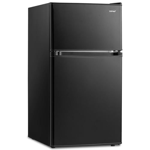 COSTWAY Compact Refrigerator, 3.2 Cu.Ft. Fridge Freezer...