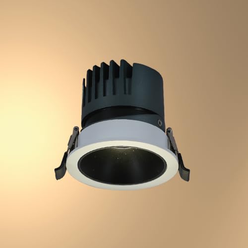 TEKLED MyHome Elite Adjustable Recessed COB LED Downlight | 10W 4000K | Recessed Lighting Housing & Trim Kits Anti-Glare Downlight | for Living Spaces Offices | 4000K- White-Black (Built-in LED)