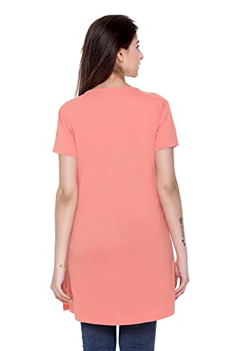 Image of Plush Women's Long Printed Cotton Round Neck Half Sleeve T-Shirt /Tshirts (DPL-PT-001)