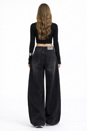 Image of ODDMONEKY Baggy Jeans for Women || Korean Jeans for Women || Wide Leg Korean High Waist Baggy Denim Pants (Wjeans-7)