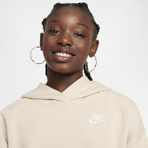 Nike Sportswear Club Fleece Big Kids' Oversized Pullover Hoodie (FZ5579-126, Sanddrift/White)3