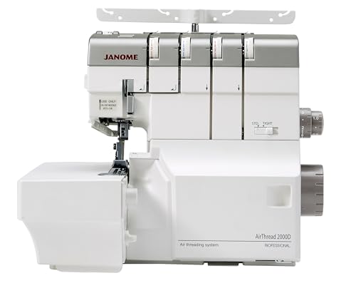 Janome AirThread 2000D Serger with One-Push Air Threading System, 8-Piece Feed Dog System, Built-in One-step Converter to Change from 3-thread to 2-thread Applications, and Built-in Needle Threader