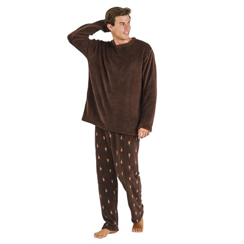 TRAMAS+ Pijama Hombre de Invierno, Pijama de Coralina con Manga Larga Polar y Pantalón Largo, Conjunto de Pijama Cómodo y calentito - Pijama de Hombre Invierno - L, Pelayo