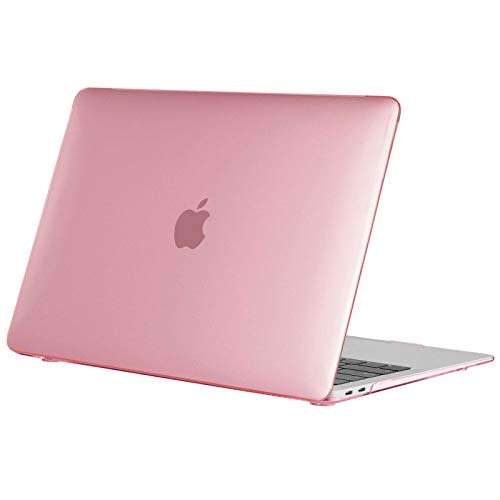TECOOL Cover per MacBook Air M1 (A2337) e MacBook Air 13 Pollici Retina 2020 2019 2018 (A2179 A1932), Custodia Rigida Protettiva Sottile in Plastica Superficie Liscia, Cristallo Fucsia