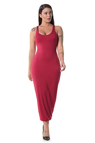 Robe longue décontractée sans manches avec poches pour femme, Rouge, 36 Cover