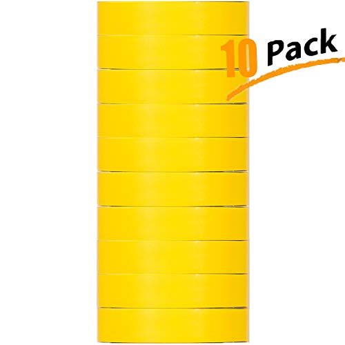 Yellow Electrical Tape, YTFGGY 10 Pack Vinyl Electric Tape 3/5 Inch by 66 Feet, 600V with 14â„‰ to 158â„‰, Waterproof, Flame Retardant, Rubber Based Adhesive - General Purpose Insulating Tape (Yellow)