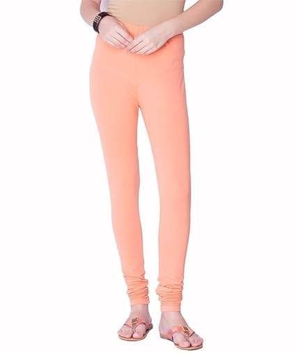 thrifty thread we promise comfort Ultra Soft Cotton 4 Way Stretchable Churidar Solid Regular and Plus 20 Colours Leggings for Womens and Girls -Sizes :-M, L, XL, 2XL (Peach)-picture-28