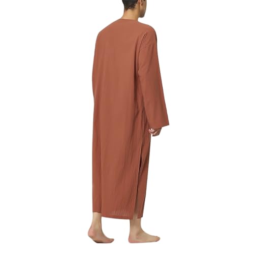 Mens Kaftan Robe Long Sleeve Muslim Thobe Robe Abaya for Men Muslim Dress Dubai Saudi Arab Kaftan Thobe with Pockets3