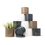 qilzo vasetti per piantine grasse 10 cm - set di 12 vasi per piante grasse da interno esterno - vasetti plastica piccoli con fori di drenaggio e sottovaso, plastica resistente (12 x neutri 10,5cm)