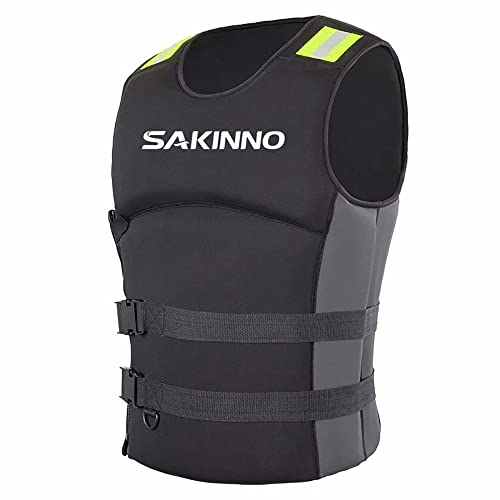 SMTSEC Giubbotto Salvataggio Kayak Neoprene per Adulti, Aiuto al Galleggiamento Gilet da Nuoto Galleggiabilità Giubbotti di Salvataggio per Pesca Nuoto Surf Immersioni Sport Acquatici,Black-XL