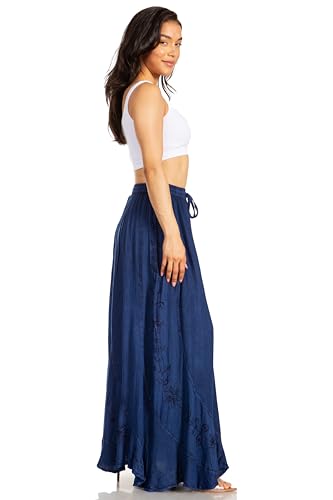 Sakkas Ahaana Women Renaissance Boho Rayon Maxi Embroidered Paneled Summer Skirt4
