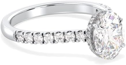 Certified 2.5 Carat Oval Moissanite Engagement Ring for Women, D Color VVS1, 925 Sterling Silver with 18K White Gold Plating, Hidden Halo Solitaire Bridal Ring - Image 3