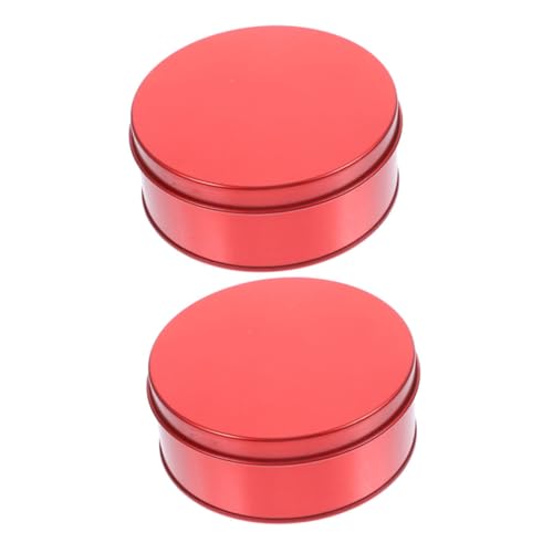BEBEMOKO 2piezas Caja De Hojalata Redonda Lata Para Galletas Tapa Caja Metálica Para Dulces Para Galletas y Dulces De Navidad Pequeña De Hojalata Decorativa