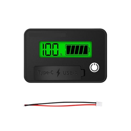 デジタル電圧・電流計 8~30V 6140B デジタル電圧計 酸リチウムレベルインジケーター 逆接続保護 USB タイプC(Green)