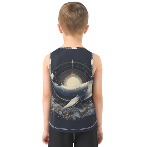 Bolaz Boys Athletic Quick Dry Tank Top Sleeveless Workout T Shirts Age 11-15,Delicate Whale3