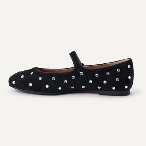 Image of Amazon Essentials Women's Velvet Mary Jane Ballet Flat with Buckle Strap